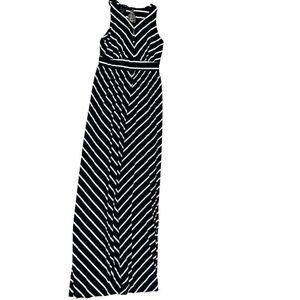 INC INTERNATIONAL CONCEPTS Black Striped Sleeveless Maxi Dress Sz S
